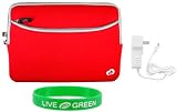 Non-OEM Amazon Kindle DX 9.7 Dual-Pocket Sleeve Case with Home Wall Charger - Red