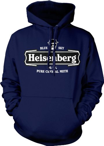 Heisenberg, 99.1% Pure Crystal Hooded Pullover Sweatshirt (Navy, Large)