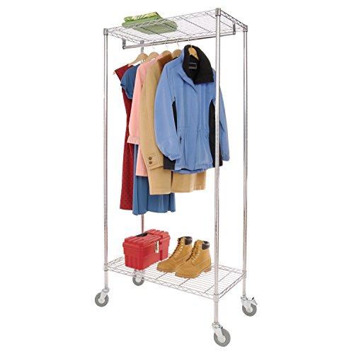 Garment Rack in Chrome Stainless Steel Metro Closet Organizer - 35.98 x 17.99 x 70.25. Assembly Required
