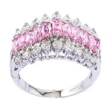 Image of Pyramid Pink Sapphire CZ Diamond Silver Ring