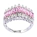 Pyramid Pink Sapphire CZ Diamond Silver Ring