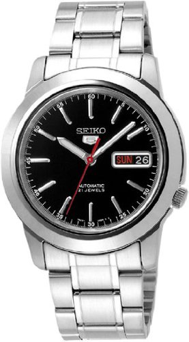 Men s Stainless Steel Seiko 5 Automatic Black Dial  Watch