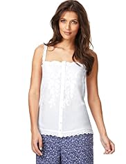 Indigo Collection Floral Embroidery Scallop Trim Camisole Top