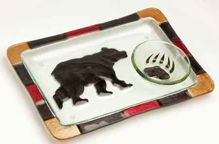 Clear Streams Glass Chip and Dip Set, Bear