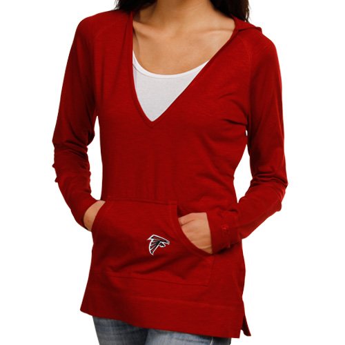 Cutter & Buck Atlanta Falcons Ladies Social Hoodie Premium T-Shirt - Red (Medium)