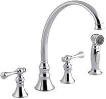 Hot Sale KOHLER K-16109-4A-CP Revival Kitchen Sink Faucet, Polished Chrome