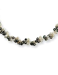 Sterling Silver White/Green Freshwater Cultured Pearl Necklace