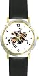 Knight on Horseback Ready for the Joust Horse - WATCHBUDDY&reg; DELUXE TWO-TONE THEME WATCH - Arabic Numbers - Black Leather Strap-Size-Large ( Men's Size or Jumbo Women's Size )