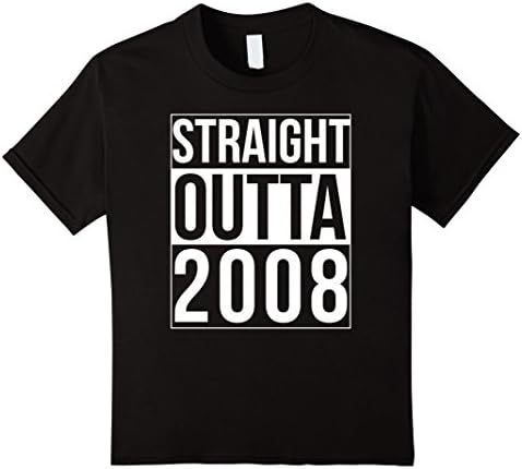 Kids 8th Birthday Gift T-Shirt Straight Outta 2008 8 Black