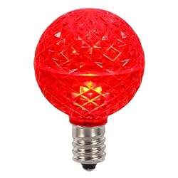 Pack of 12 LED G40 Red Replacement Christmas Light Bulbs - E17 Base