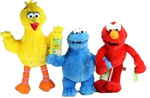 Barrio Sésamo - Lote de 3 peluches (Elmo, la gallina Caponata y el monstruo de las galletas, 35,5 cm)
