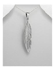 Feather Pendant Necklace In 92.5 Sterling Silver