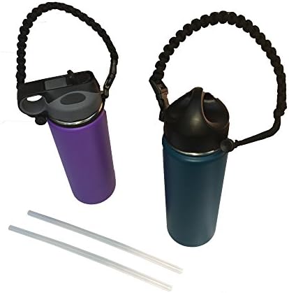 Paracord Survival Strap Handle &amp; Straw Lids by Blusquares® Fits All Hydro Flask Wide Mouth 18oz, 32oz, 40oz &amp; 64oz