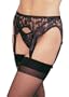 Leg Avenue Women's 2-Piece Lace Garter Belt Set with Matching Thong ,Black