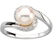 14K White Gold Freshwater Cultured Pearl and Diamond Ring