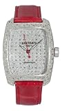Locman Alum Ladies Diamond Pave Dial Red Strap Watch 488DCDC