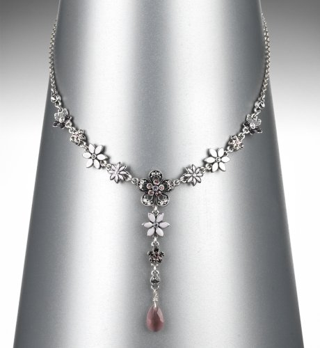 Enamel Flower Drop Necklace