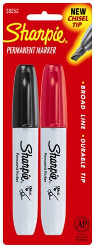 Sharpie 38252 Chisel Tip Permanent Marker Set of 2 (Black, Red)