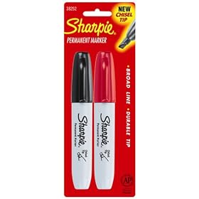 Sharpie 38252 Chisel Tip Permanent Marker Set of 2 (Black, Red) by Sharpie