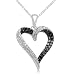 10k White Gold Black and White Diamond Heart Pendant (1/3 cttw, I-J Color, I2-I3 Clarity), 18