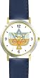 Hanukkah Candle Holder or Chanukia Jewish Star of David Judaica Jewish Theme - WATCHBUDDY&reg; DELUXE TWO-TONE THEME WATCH - Arabic Numbers - Blue Leather Strap-Size-Large ( Men's Size or Jumbo Women's Size )