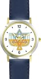 Hanukkah Candle Holder or Chanukia Jewish Star of David Judaica Jewish Theme - WATCHBUDDY&reg; DELUXE TWO-TONE THEME WATCH - Arabic Numbers - Blue Leather Strap-Size-Large ( Men's Size or Jumbo Women's Size )