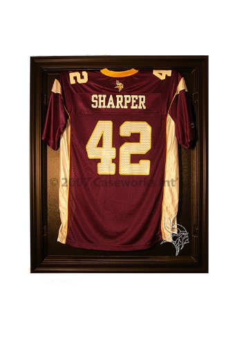 Minnesota Vikings Football Jersey Display Case with Removable Face and Black Finish Frame