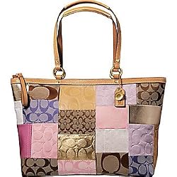 Coach Patchwork Signature Shopper Shoulder Bag Tote 11711 Pink Multi