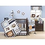Kidsline 4-Piece American Sports Crib Set Basketball, Baseball & Football Design