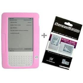Silicone Rubber Skin Case + Anti Scratch LCD Screen Protector Shield for Amazon Kindle 2 E Reader (9 Colors available)