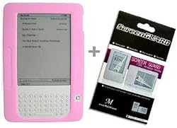 Kindle 2 Pink Silicone Cover Sleeve and Kindle 2 Anti-Scratch Screen Protector