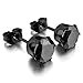 Men's Stainless Steel Stud Earrings CZ Black Royal King Crown Round Vintage