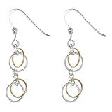 Sterling Silver and 18kt Gold over Sterling Silver Two Tone 2 Step Double Hoop Earring