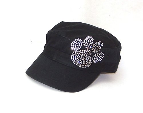 Vintage Puppy Paw Dog Foot Print Flatop Rhinestone Hat