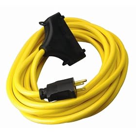 Coleman Cable 01910 25-Foot 12/3 Generator Power Cord with 5-15P Plug and 3-Outlets: Home Improvement