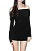 Allegra K Women Off Shoulder Side Shirred Slim Fit Clubwear Mini Dress,Large,Black
