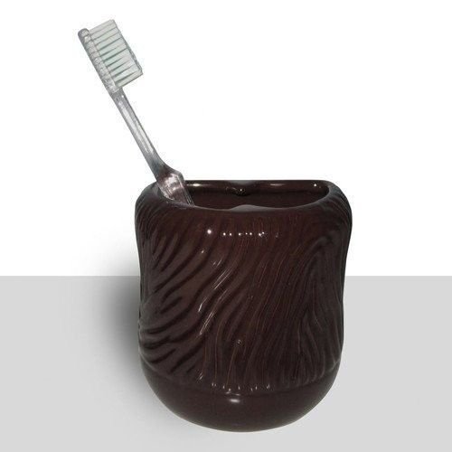 Zebra Toothbrush Holder Ceramic Bath Accessory, Brown