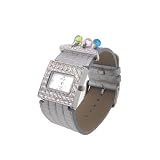Geneva Platinum Rhinestone Beaded Fashion Watch with Pink Band by Geneva
