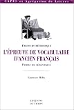 L\'épreuve de vocabulaire d\'ancien français : Parcours - Fiches de sémantique