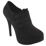 Womens Black Suede 3 Strap Ankle Shoe Boots
