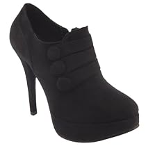 Womens Black Suede 3 Strap Ankle Shoe Boots