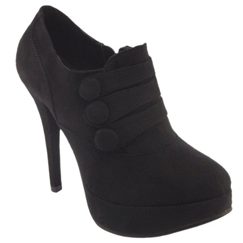 Womens Black Suede 3 Strap Ankle Shoe Boots