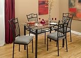 5 Pc Lily Glass Dining Set - Black