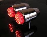 LED Taillights for Motorcycle with Red LEDs in Polished Aluminum Taper Housings