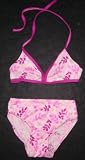 Girls 2 PC Swimsuit Tie Neck Pink/Magenta Floral