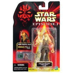 STAR WARS E1 JAR JAR BINKS NABOO SWAMP with FISH with COMMTECH CHIP