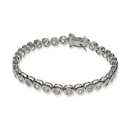 Eve's Addiction Sterling Silver Cubic Zirconia Bubbles Tennis Bracelet