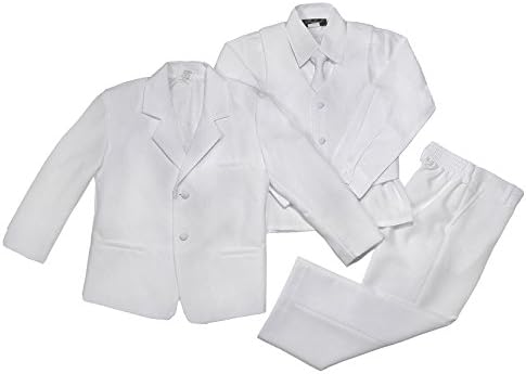 NancyAugust Classic Boys Formal Suit with Vest 2T-20 in White-White-4T