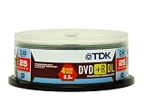 TDK Electronics DVD+R85ACB25 2.4x Compatible Double Layered DVD Media (25-Pack)