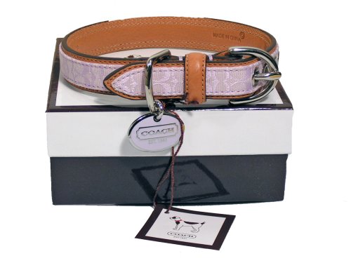 Coach Lilac Signature Dog Collar w/Charm (Medium)